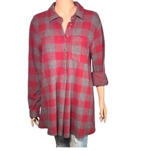 Soft Surroundings Cozy Buffalo Plaid Cabin Core Tunic Shirt – Medium